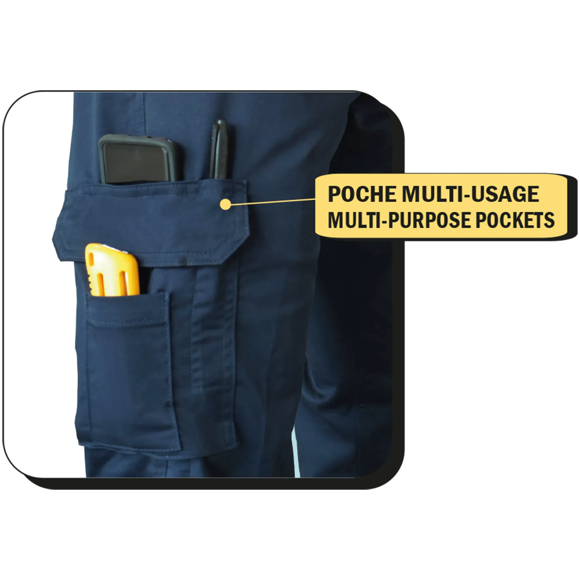 011EXD - Pantalon travail cargo extensible doublé||011EXD - Lined Workwear Stretch cargo pant