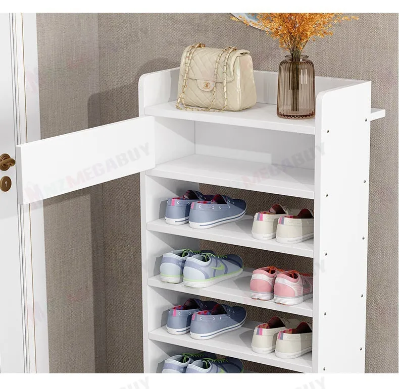 10 Tiers Wooden Shoe Rack Cabinet "Brown"
