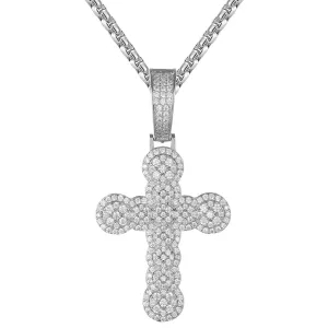 14K White Gold Tone Cross Religious Icy Custom Men's Hip Hop Pendant