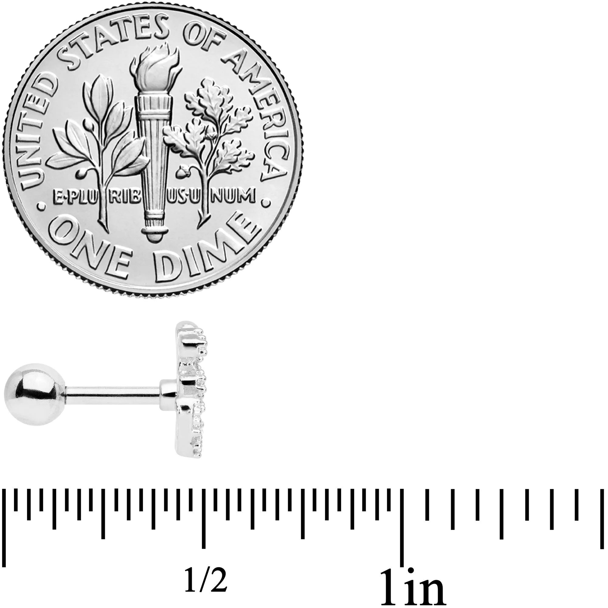 16 Gauge 1/4 Clear CZ Gem Amazing Om Cartilage Tragus