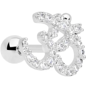 16 Gauge 1/4 Clear CZ Gem Amazing Om Cartilage Tragus