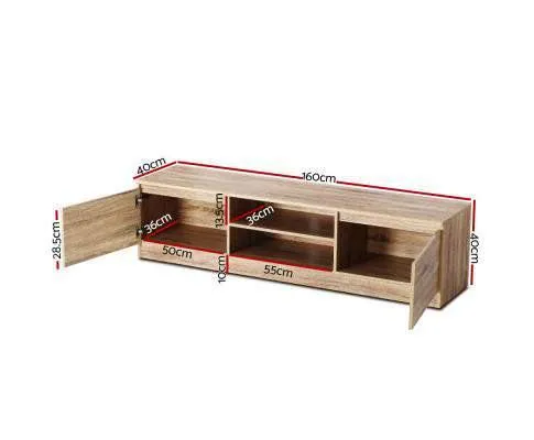 160CM TV Stand Entertainment Unit Lowline Storage Cabinet Wooden
