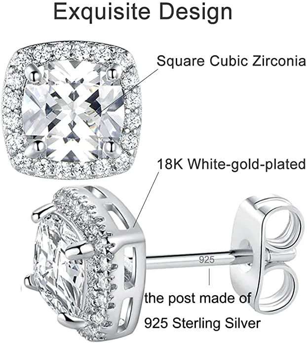 18K White Gold Stud Earrings