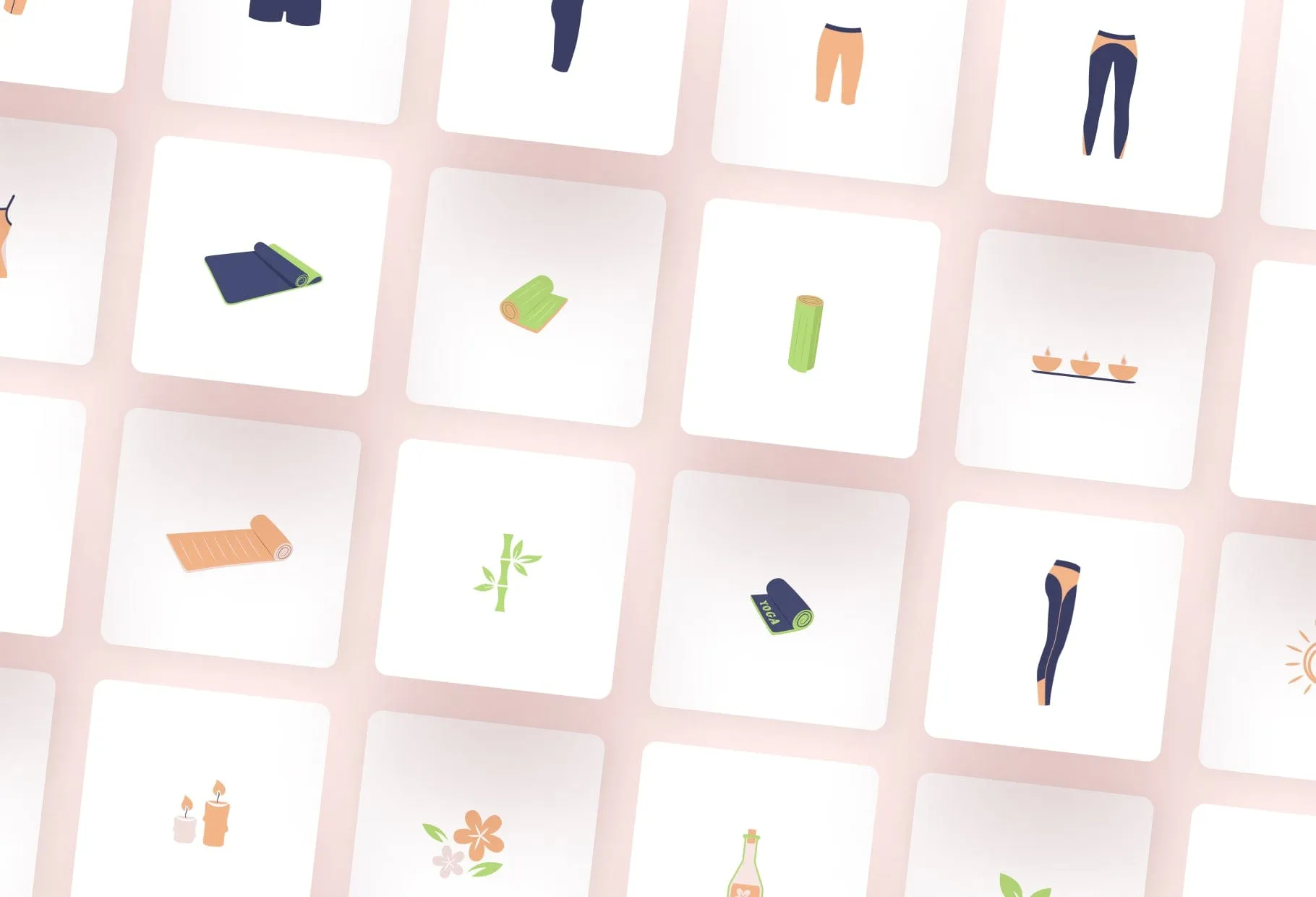 50 Unique Yoga Objects Illustrations Fully Editable in Canva