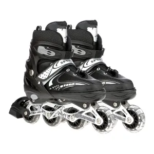 733 Aluminum-Alloy Adjustable Inline Skates | 70mm Wheels | Large (Black)
