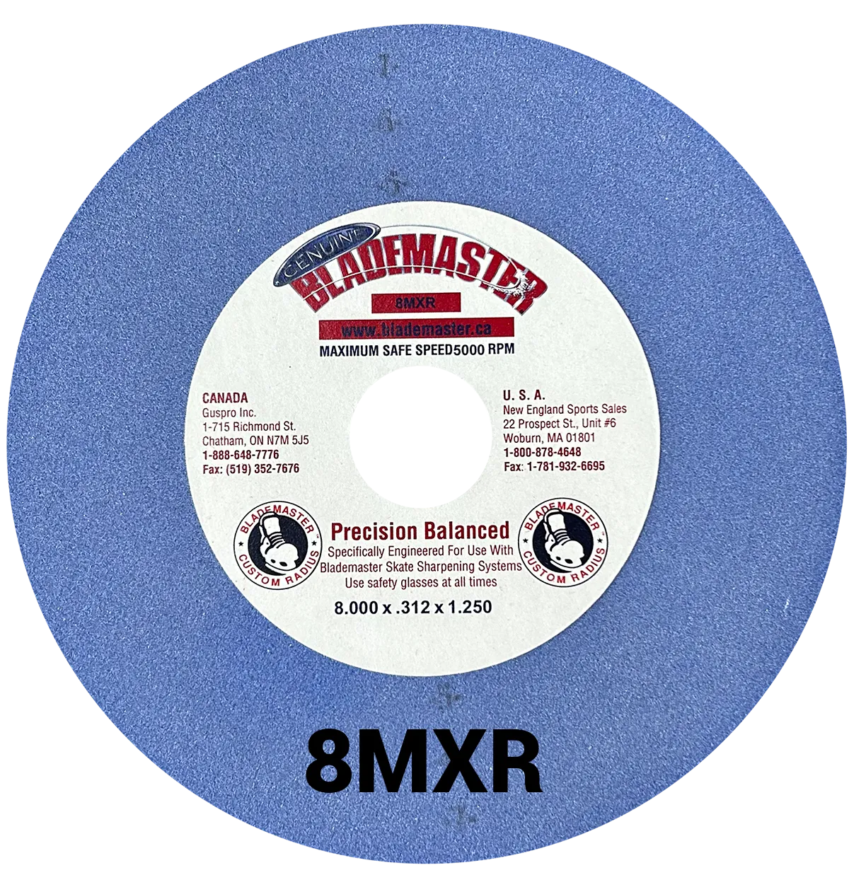 8" SKATE SHARPENING GRINDING WHEEL - BLUE (8MXR)