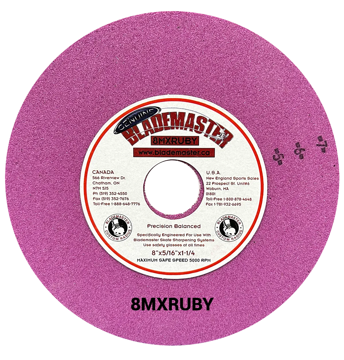 8" SKATE SHARPENING GRINDING WHEEL - RUBY RED (8MXRUBY)