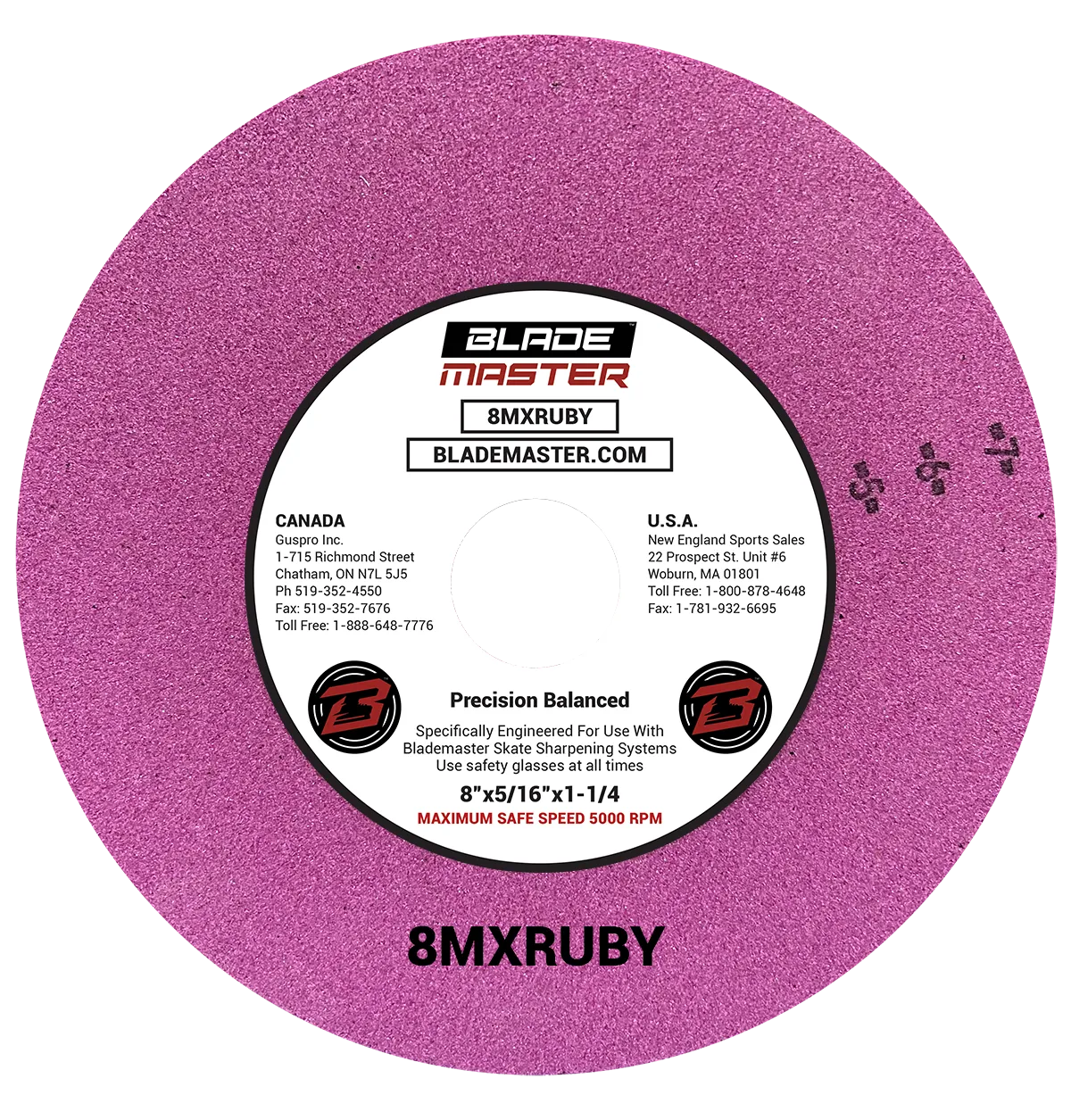 8" SKATE SHARPENING GRINDING WHEEL - RUBY RED (8MXRUBY)