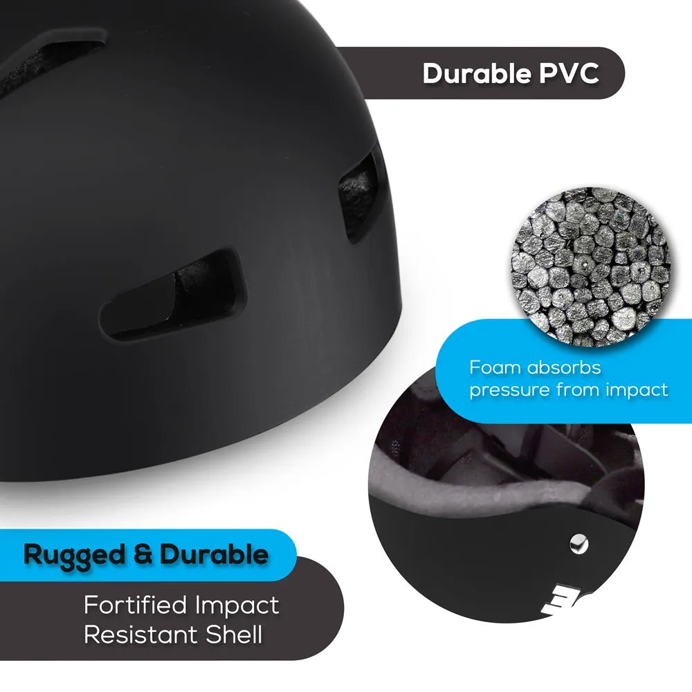 Adjustable Sports Safety Helmet - Dual Certified Cpsc Multi-Sport Impact Protection Helmet For Children And Adults, Includes Travel Bag (Black)