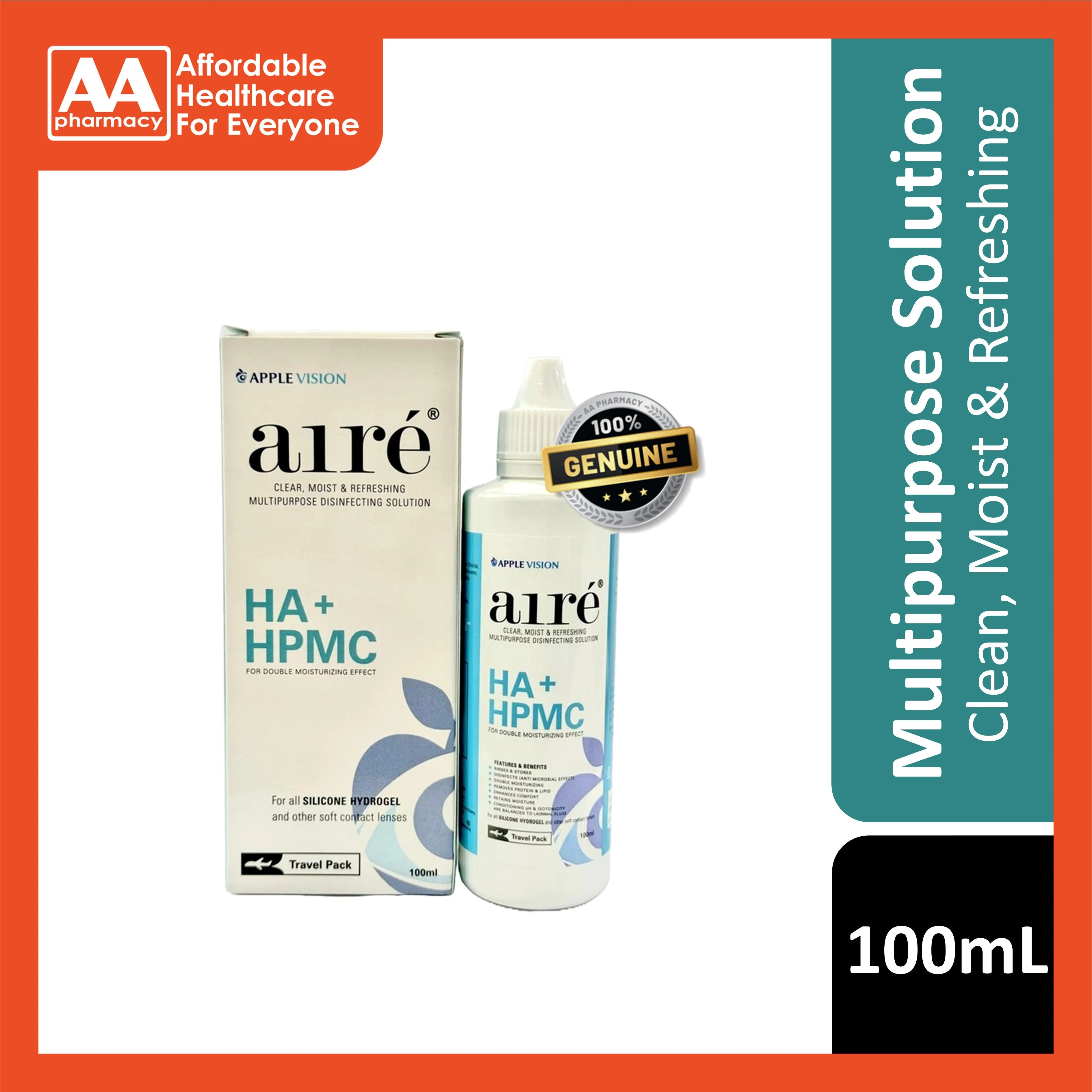 Airé HA  HPMC Multi Purpose Disinfecting Solution 100mL