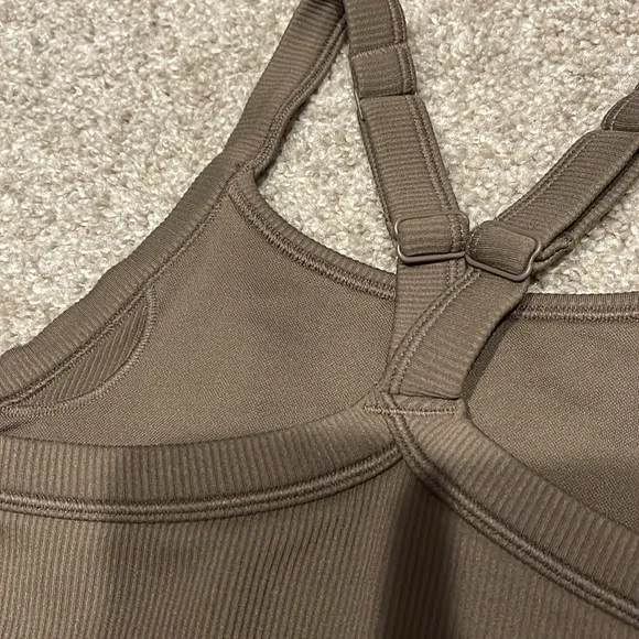 Alo Seamless Ribbed Favorite Bra Tank Olive Tree Sz XS