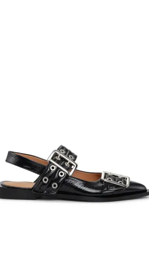 Anabella Buckle Ballerinas - Black
