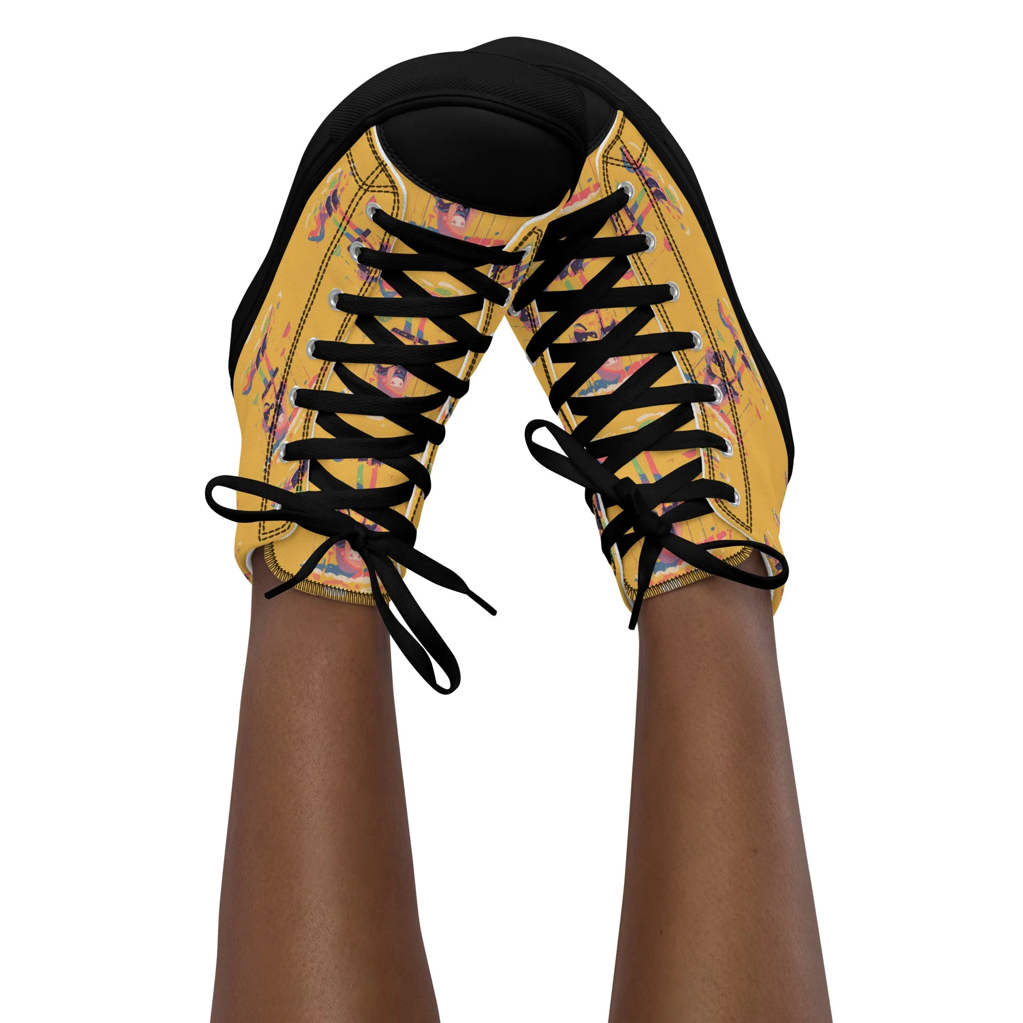 Anime Rain Girl Women’s high top canvas shoes