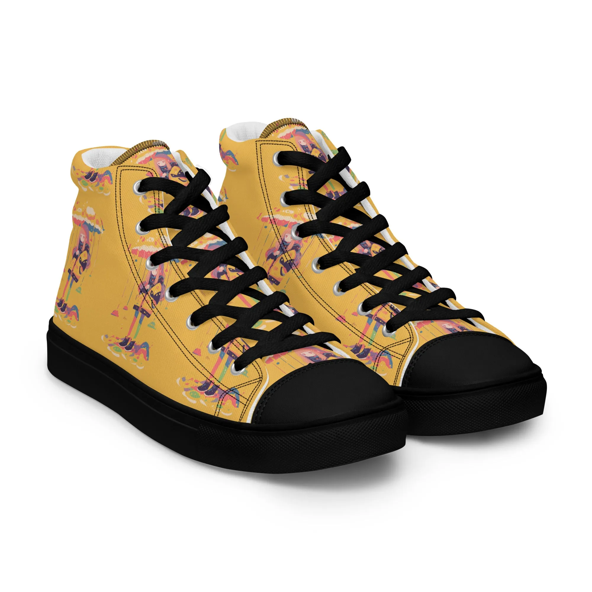 Anime Rain Girl Women’s high top canvas shoes