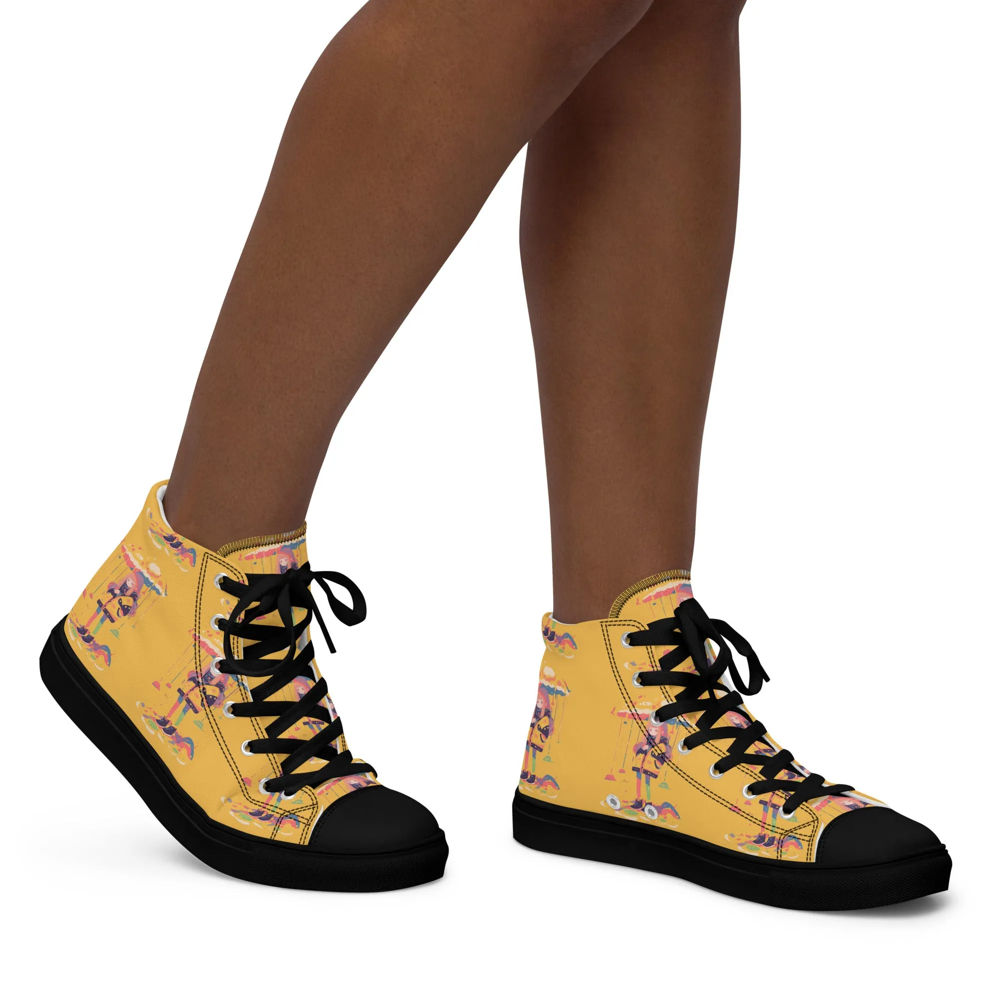 Anime Rain Girl Women’s high top canvas shoes