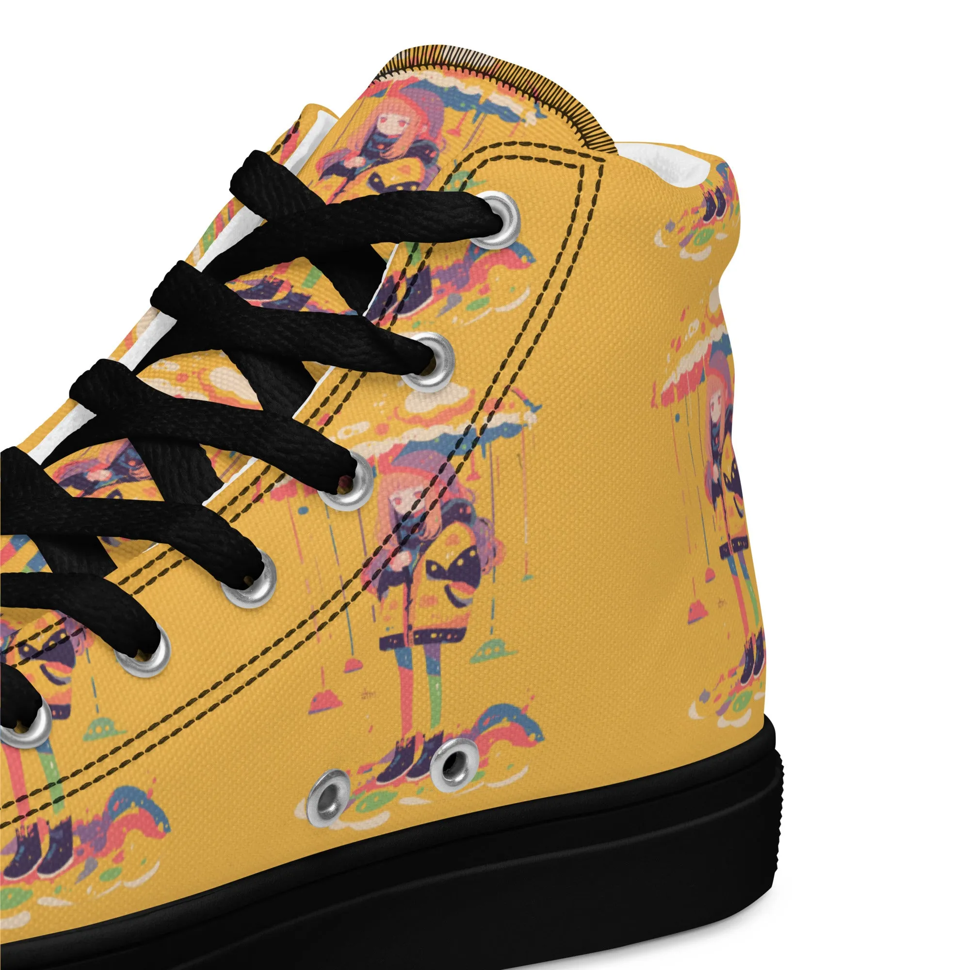 Anime Rain Girl Women’s high top canvas shoes