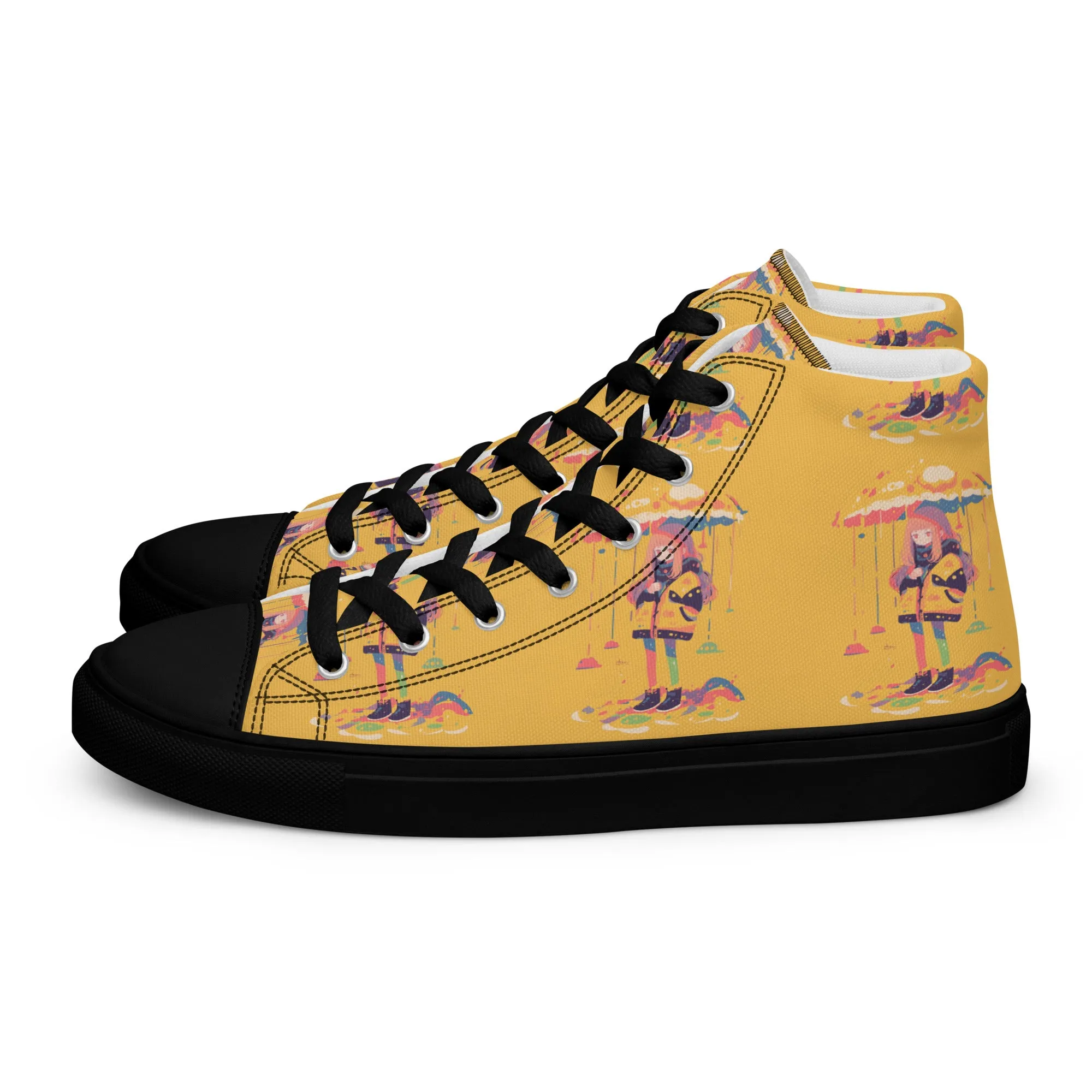 Anime Rain Girl Women’s high top canvas shoes