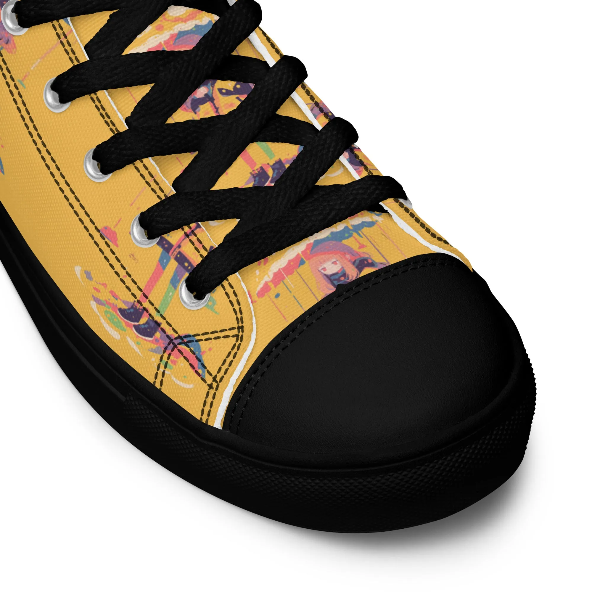Anime Rain Girl Women’s high top canvas shoes