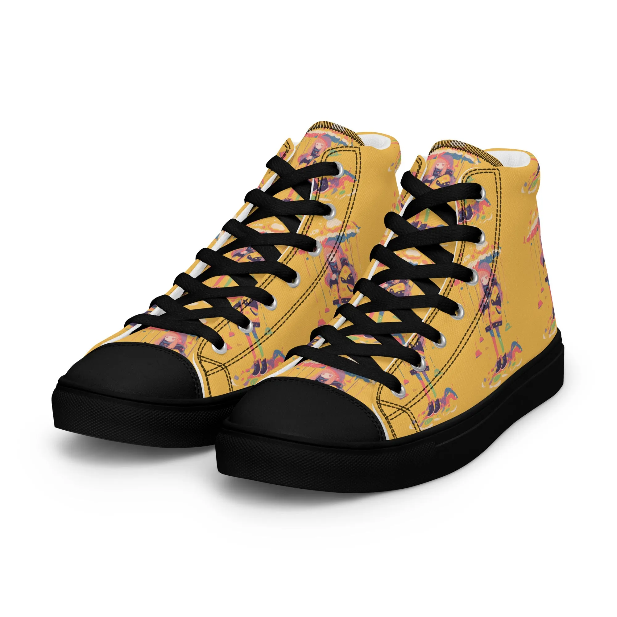 Anime Rain Girl Women’s high top canvas shoes