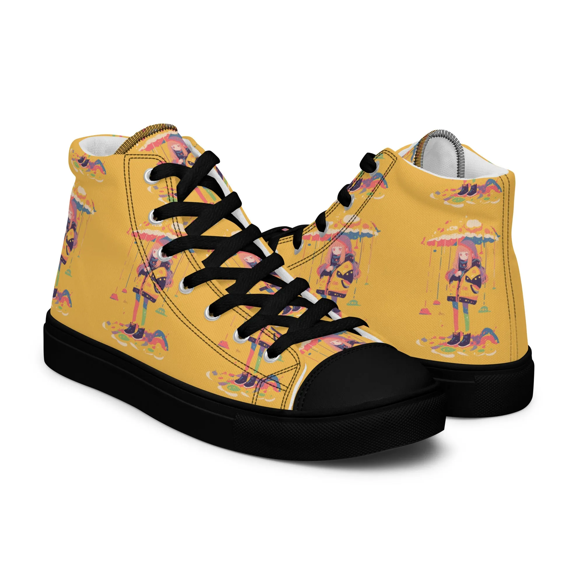 Anime Rain Girl Women’s high top canvas shoes