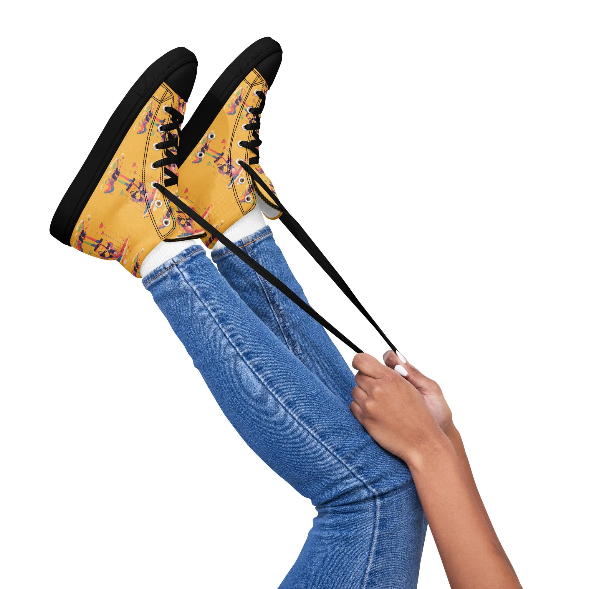 Anime Rain Girl Women’s high top canvas shoes