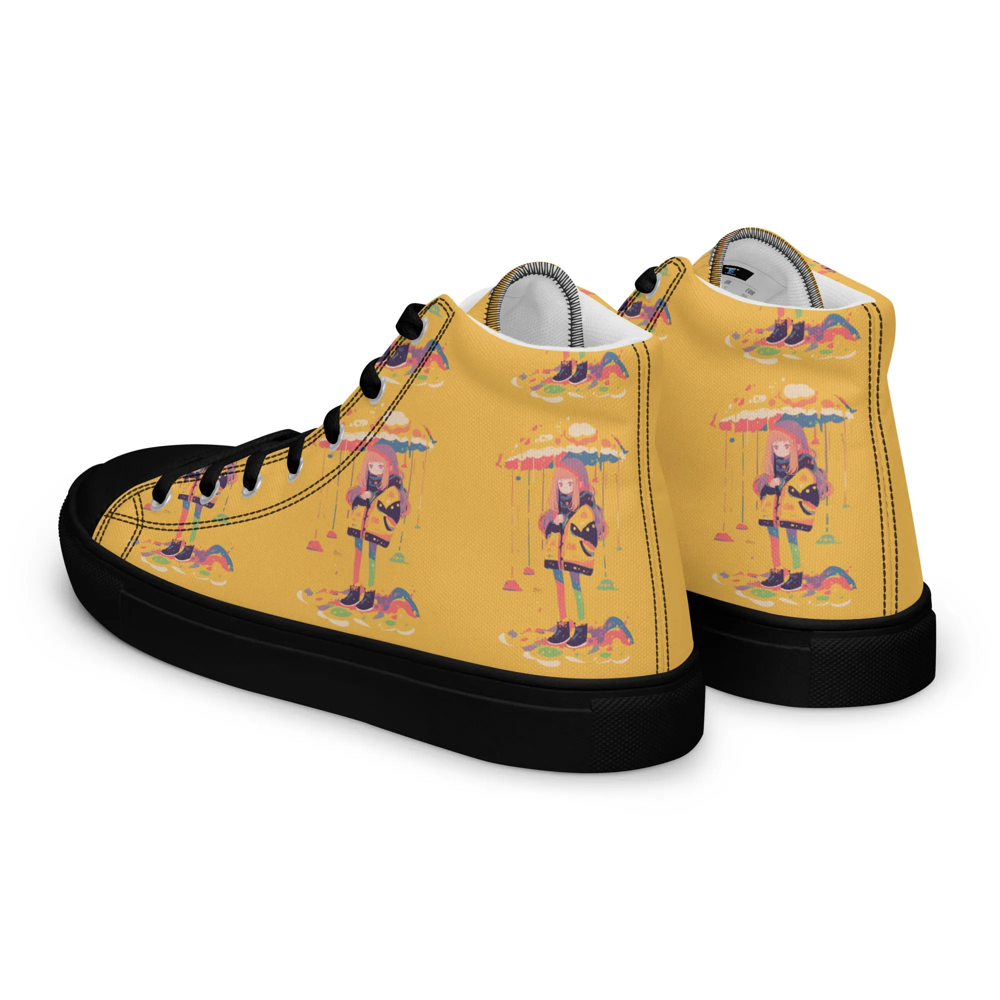 Anime Rain Girl Women’s high top canvas shoes