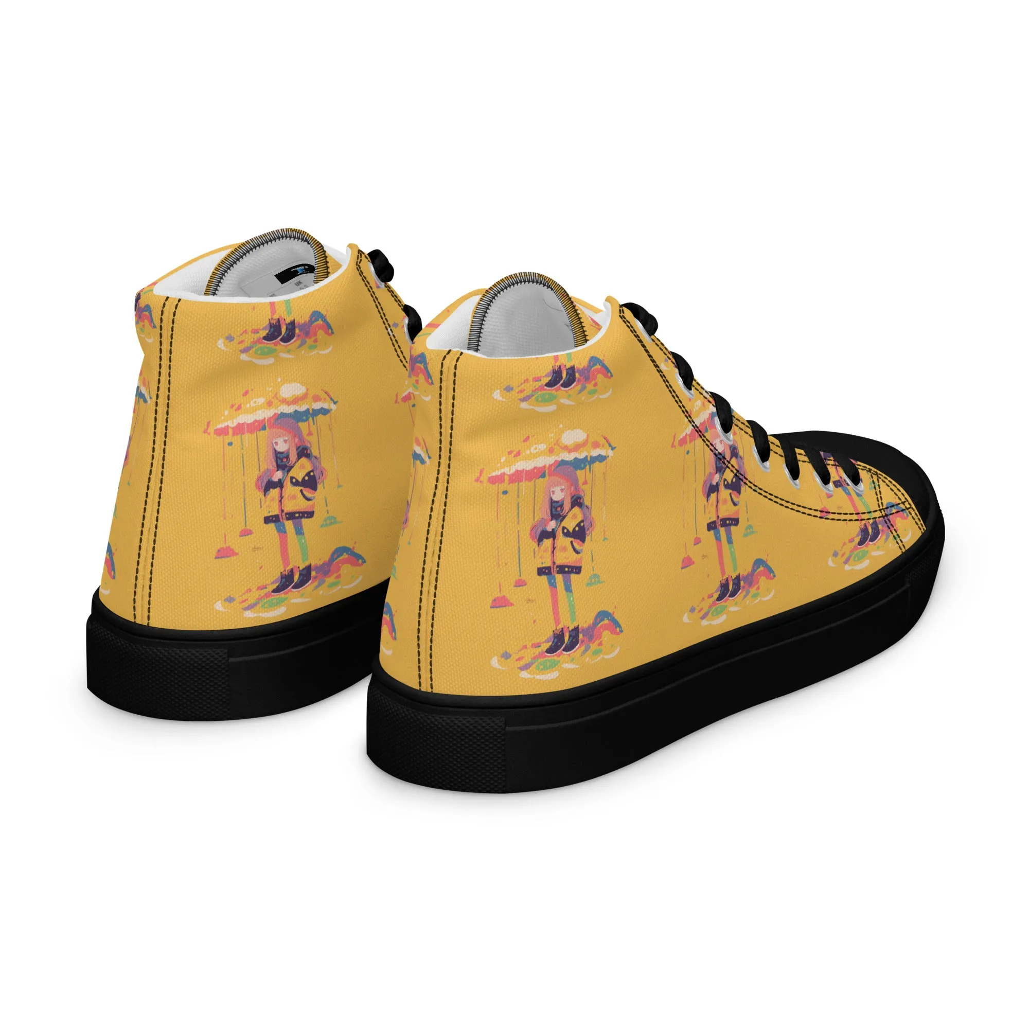 Anime Rain Girl Women’s high top canvas shoes