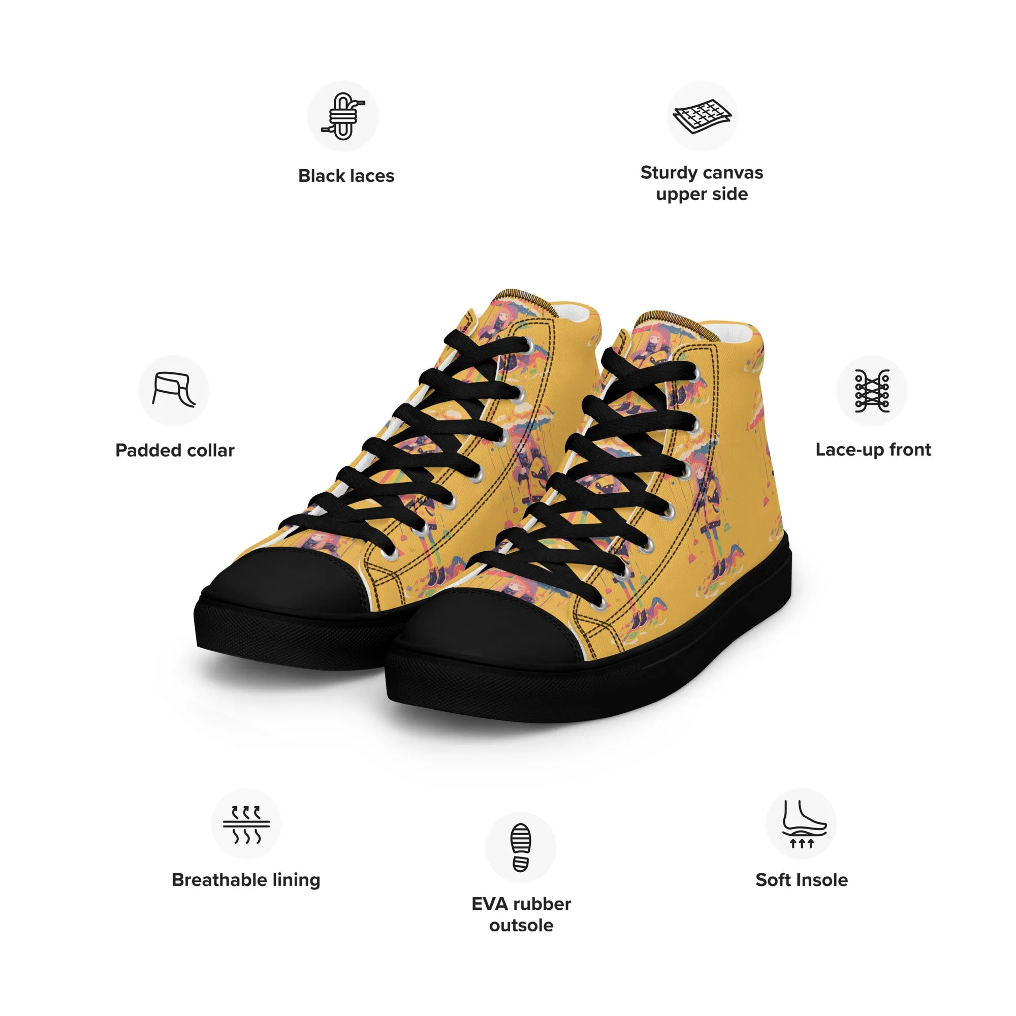 Anime Rain Girl Women’s high top canvas shoes