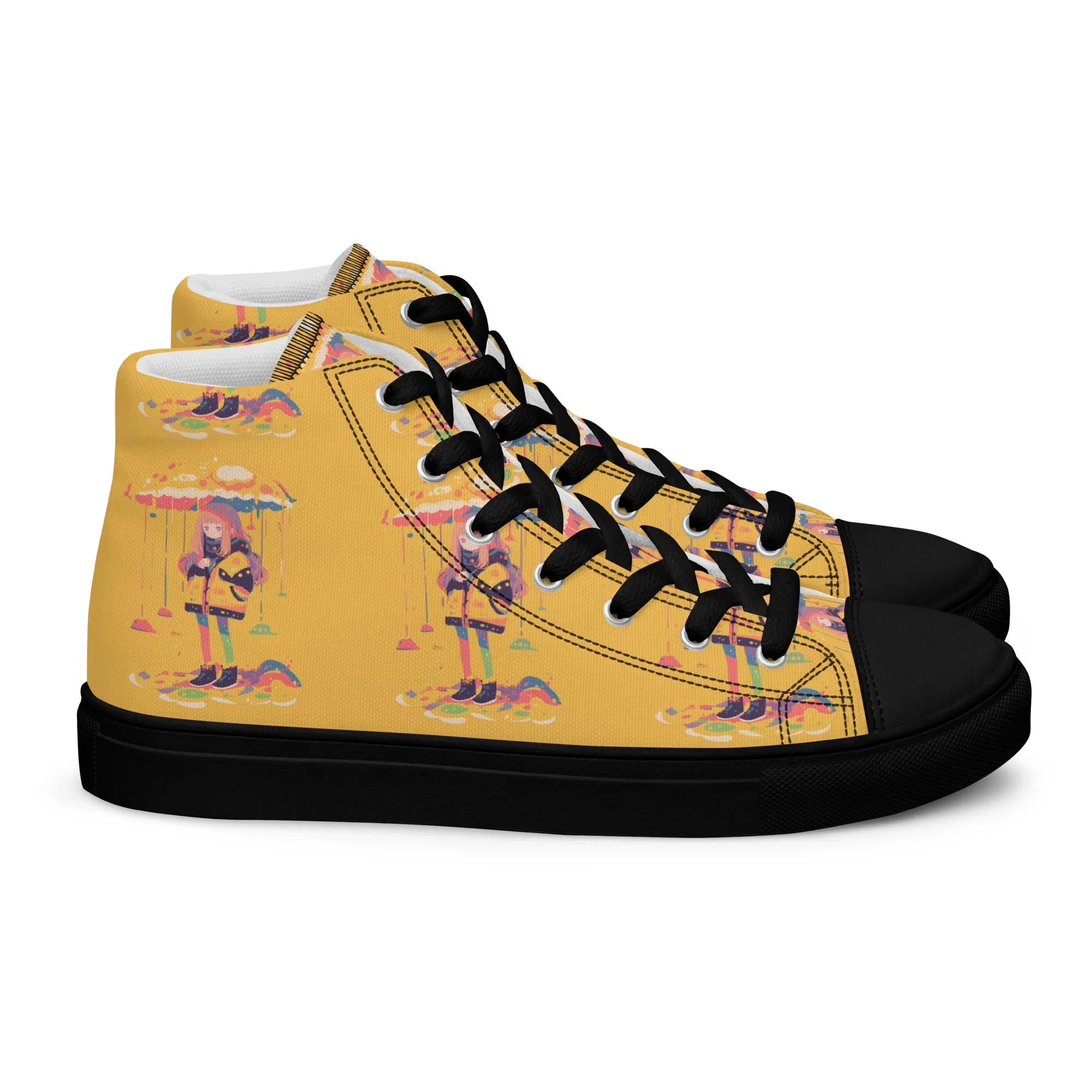 Anime Rain Girl Women’s high top canvas shoes