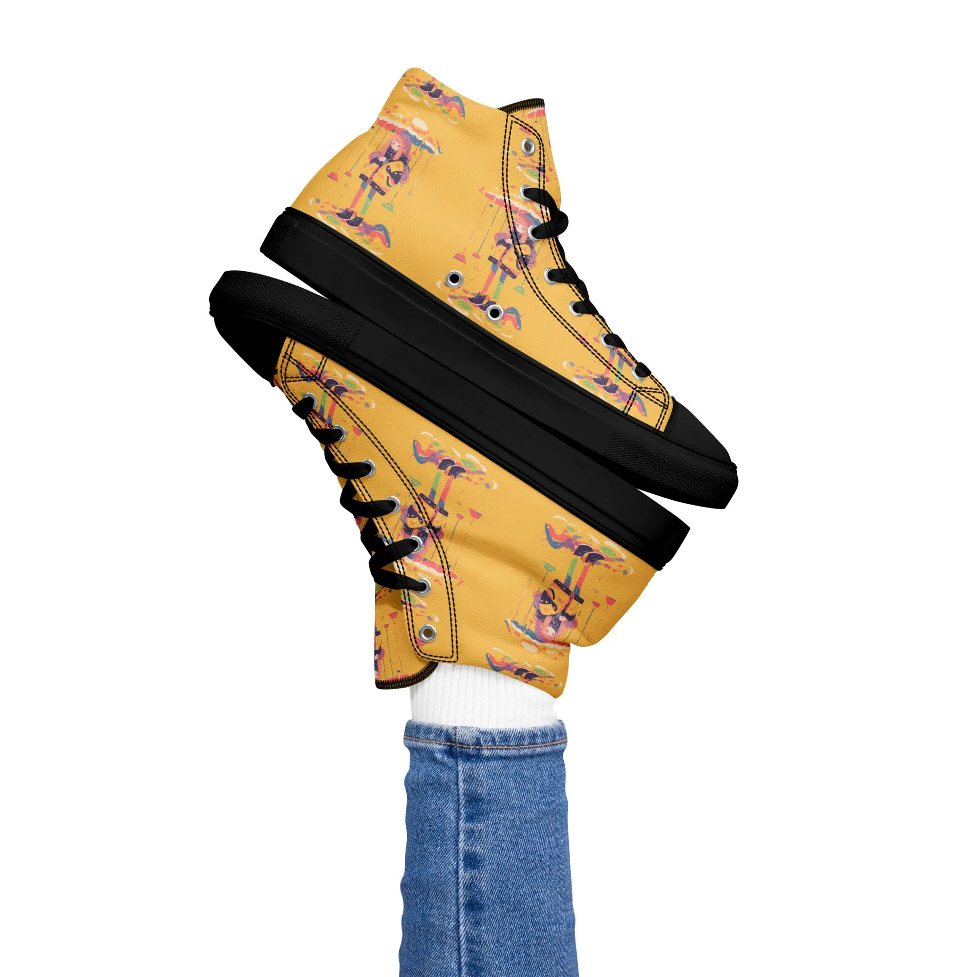 Anime Rain Girl Women’s high top canvas shoes