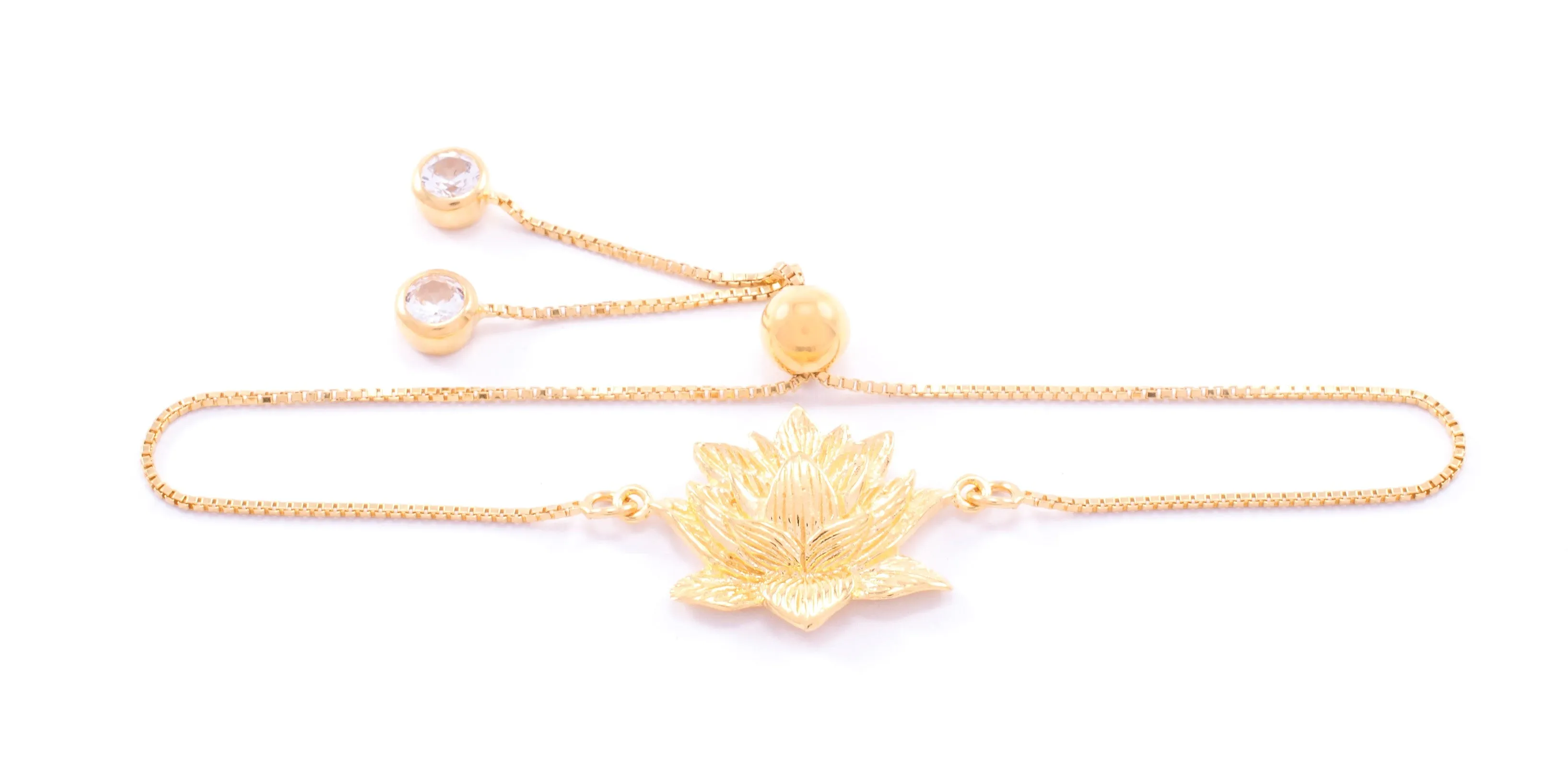Awakened Lotus Adjustable Bracelet, 18k Gold