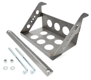 Battery Tray - Lightweight - 12 in Length x 7.25 in Wide - Frame Hooks - Hardware Included - Steel - Natural - Kit