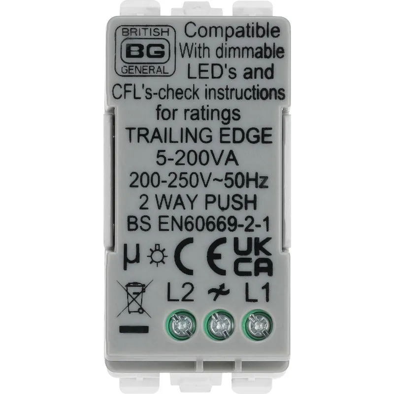 BG RDTR Nexus Grid Dimmer 2-Way 200W Trailing Edge - White