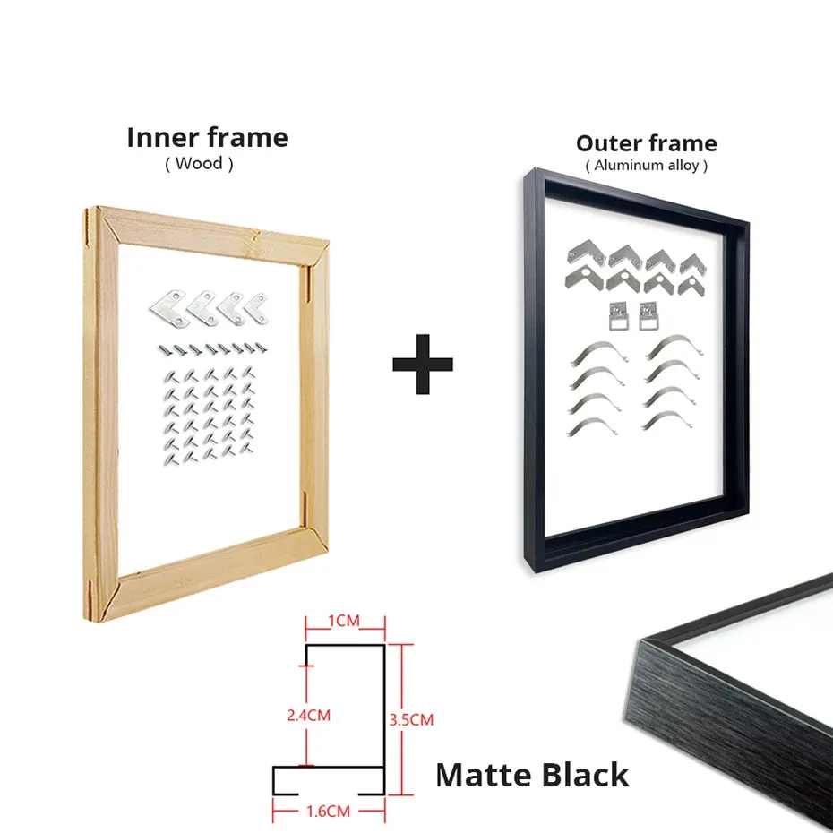 Black & Gold Metal Aluminum Canvas Frame