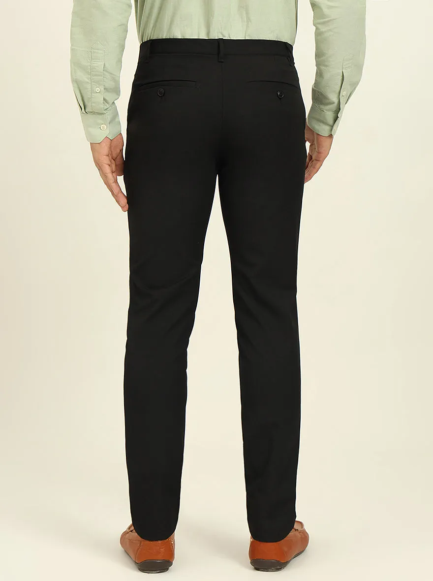 Black Solid Venice Fit Casual Trouser | JadeBlue