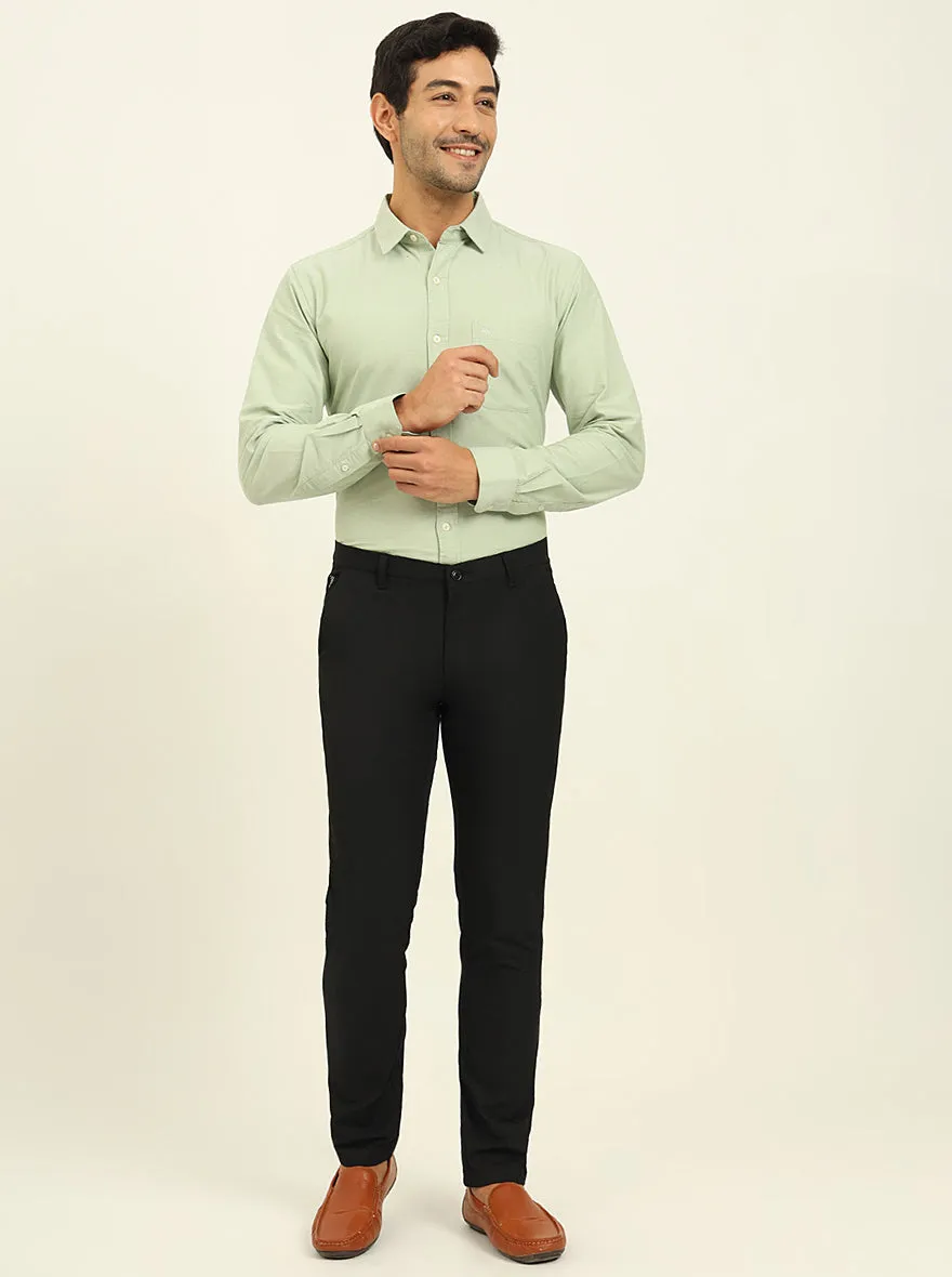 Black Solid Venice Fit Casual Trouser | JadeBlue
