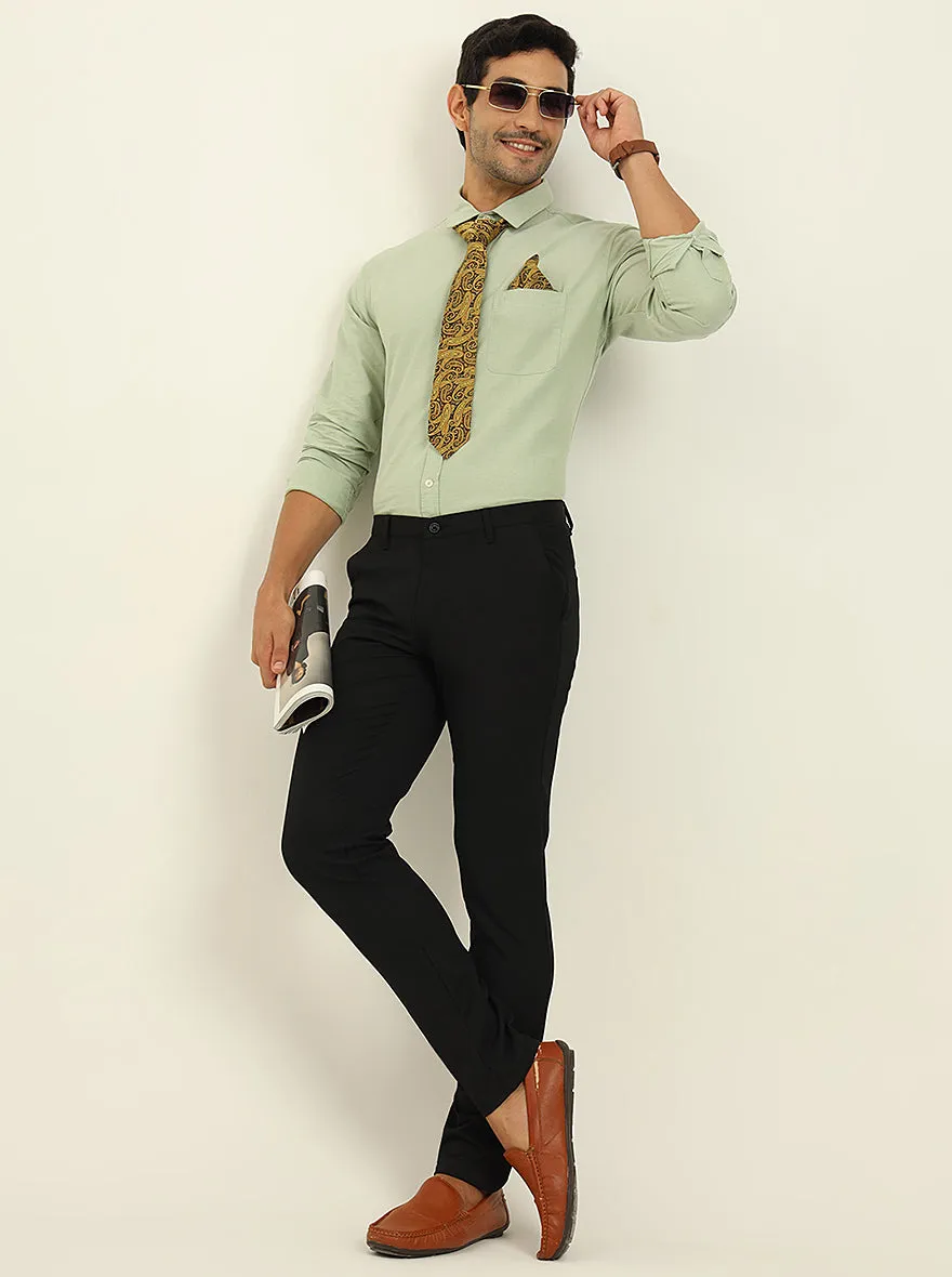 Black Solid Venice Fit Casual Trouser | JadeBlue
