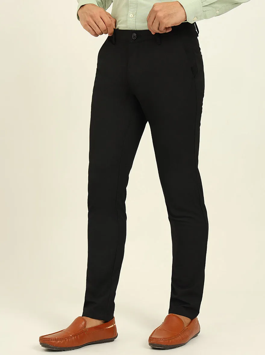Black Solid Venice Fit Casual Trouser | JadeBlue