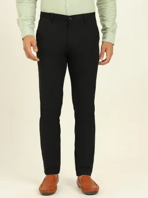 Black Solid Venice Fit Casual Trouser | JadeBlue
