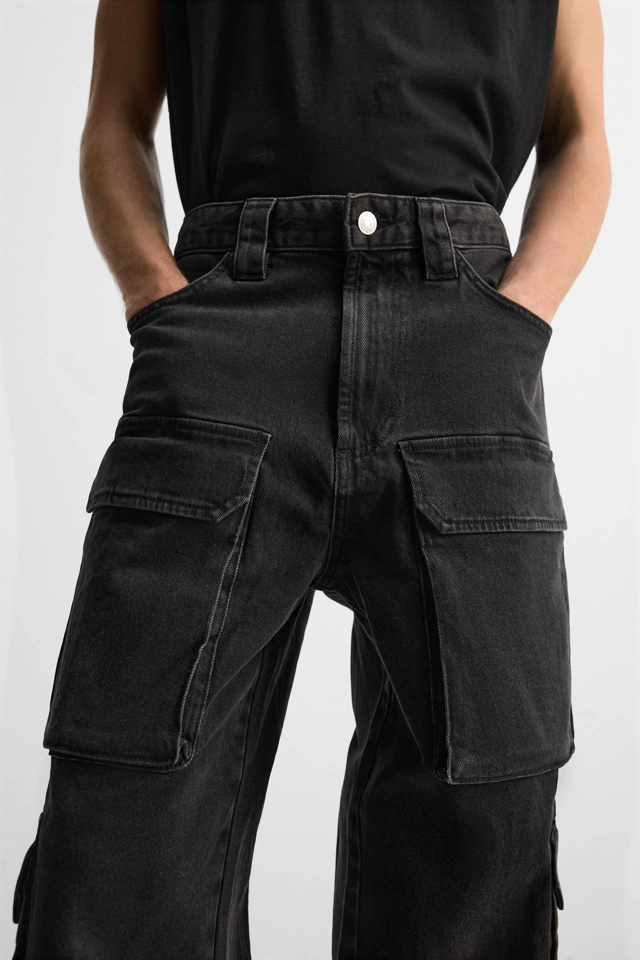 CARGO POCKET DENIM TROUSERS
