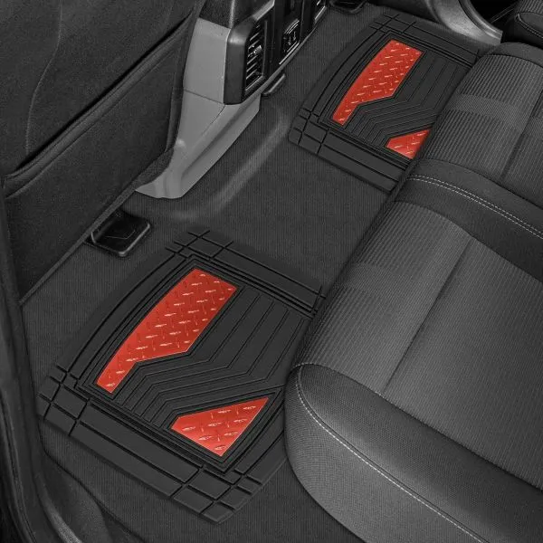 CAT Chrome Mats 4 Pcs Black Red Pvc