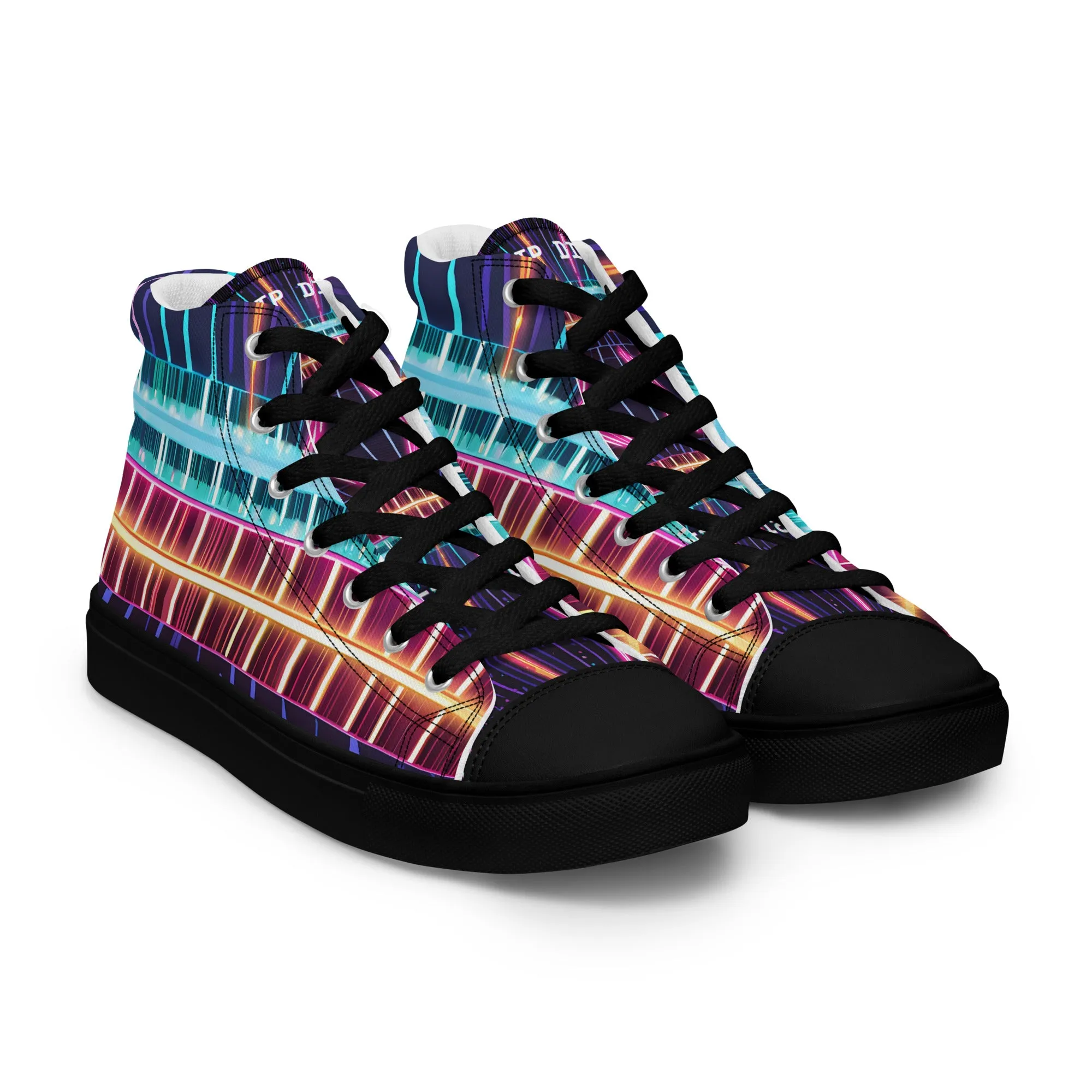 Clip Dist. Men’s high top canvas shoes - Free Delivery! Rock / Metal / Electronic / EDM / Underground - Alternative Apparel and Merch Only from Phase B Records.