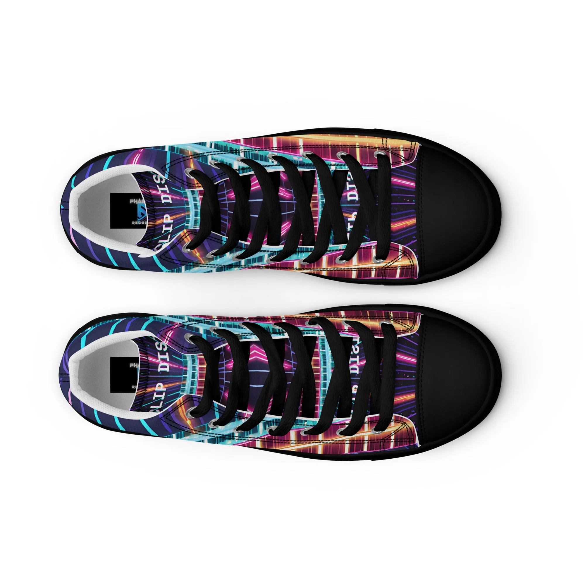 Clip Dist. Men’s high top canvas shoes - Free Delivery! Rock / Metal / Electronic / EDM / Underground - Alternative Apparel and Merch Only from Phase B Records.