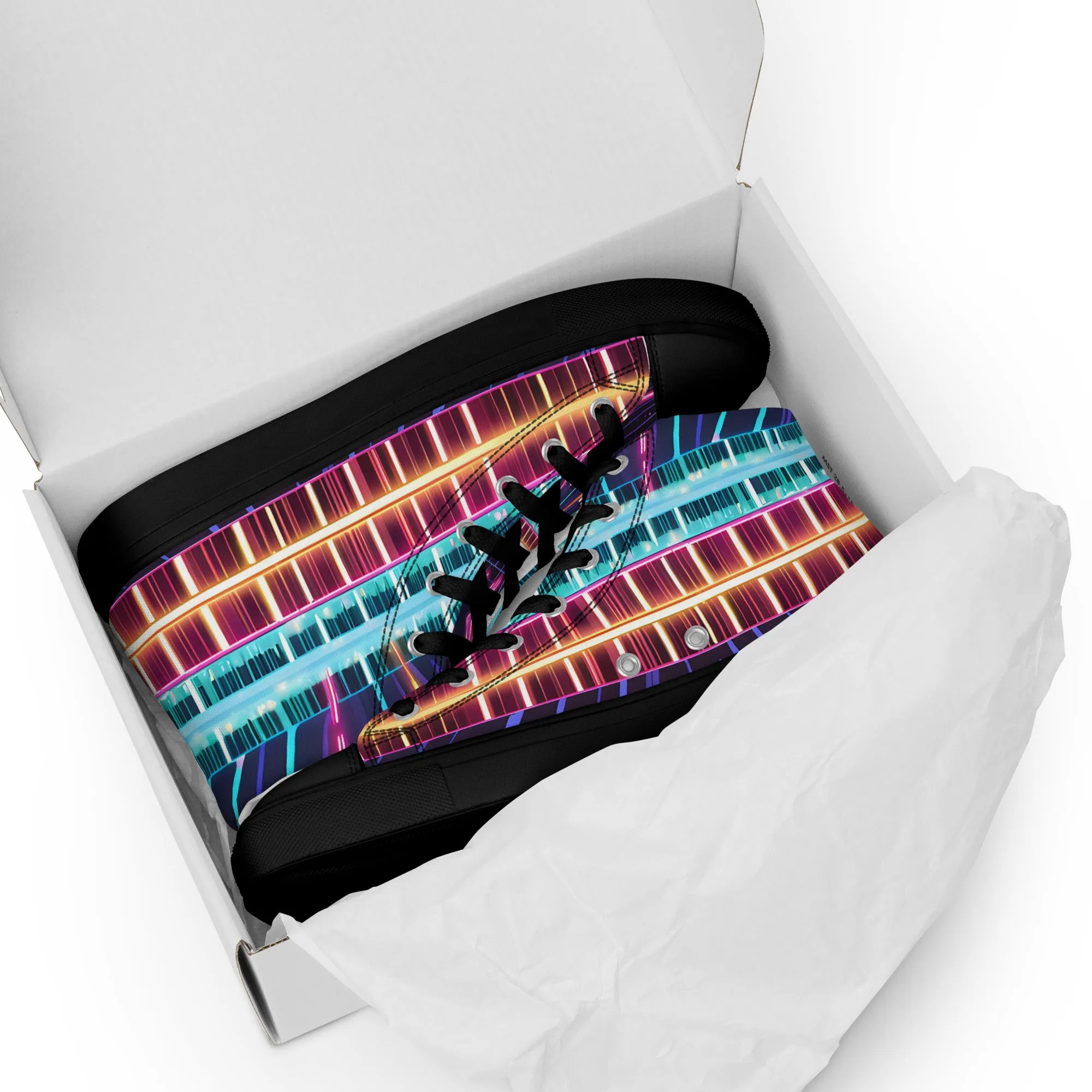 Clip Dist. Men’s high top canvas shoes - Free Delivery! Rock / Metal / Electronic / EDM / Underground - Alternative Apparel and Merch Only from Phase B Records.