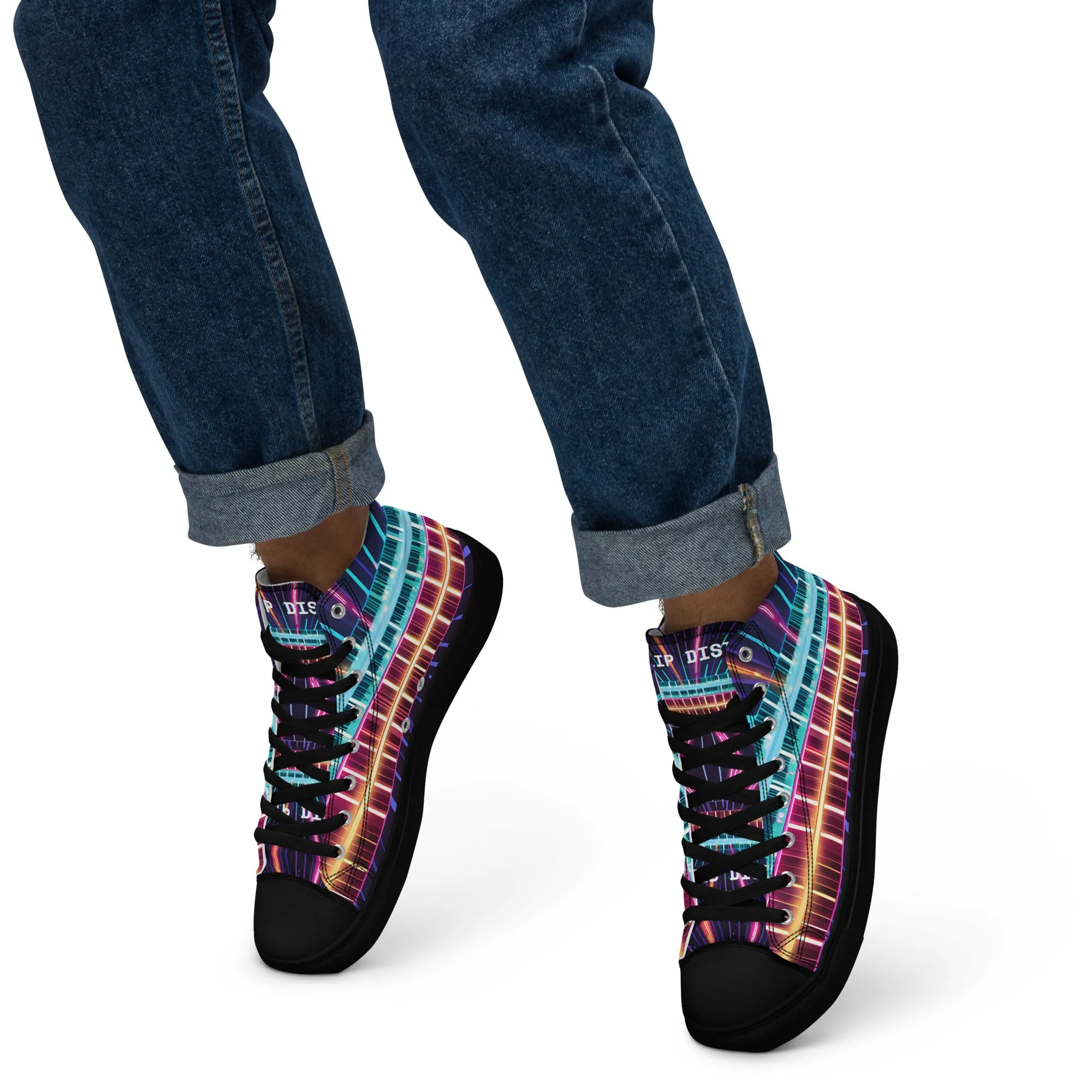 Clip Dist. Men’s high top canvas shoes - Free Delivery! Rock / Metal / Electronic / EDM / Underground - Alternative Apparel and Merch Only from Phase B Records.