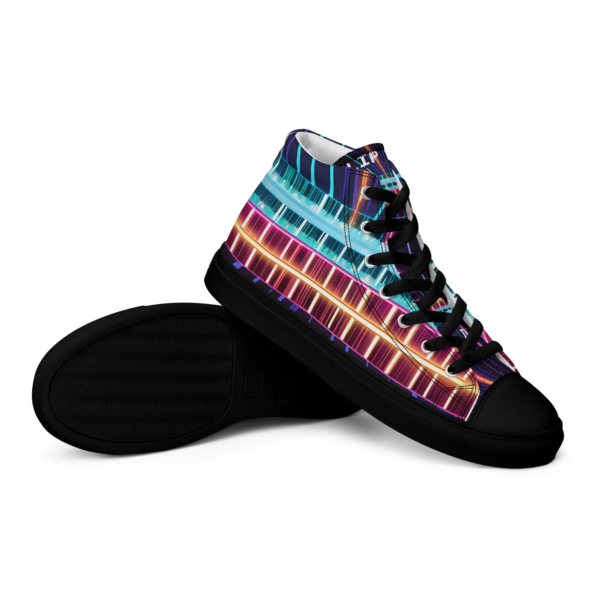 Clip Dist. Men’s high top canvas shoes - Free Delivery! Rock / Metal / Electronic / EDM / Underground - Alternative Apparel and Merch Only from Phase B Records.