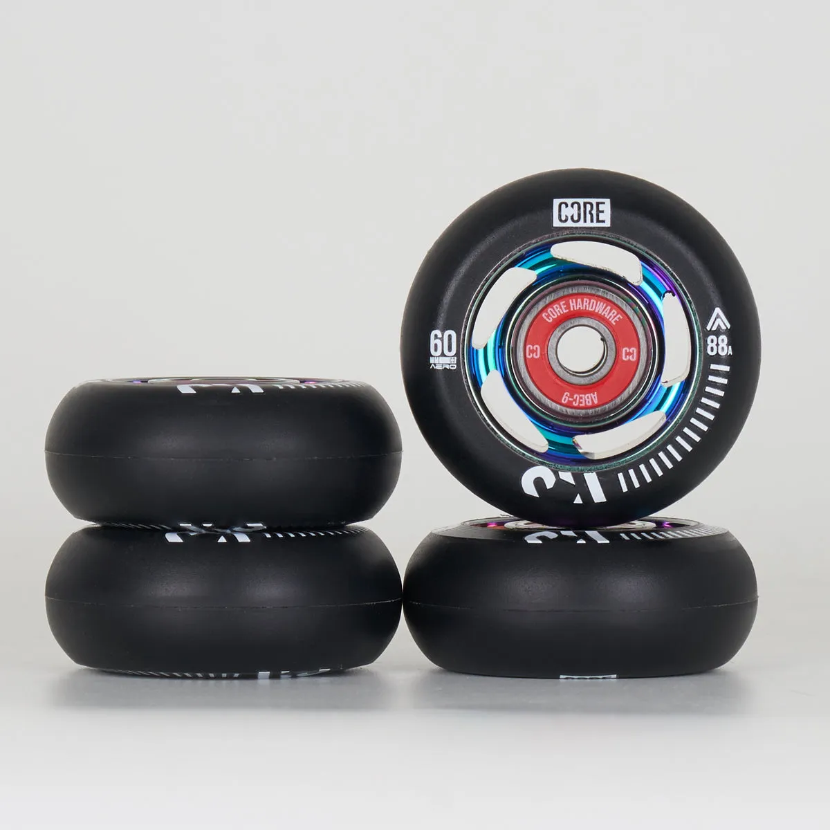 Core Aero Aluminium Wheels 60mm - Neo Chrome Hub (with Abec 9 Bearings)