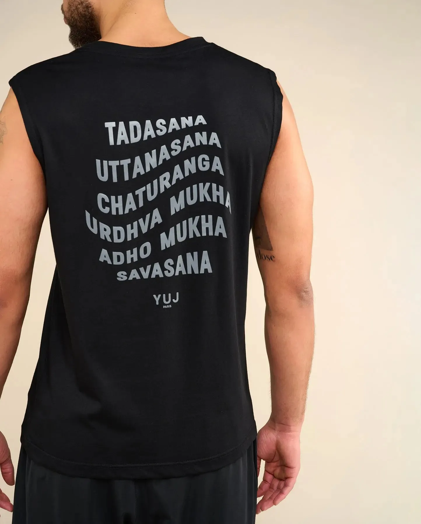 Débardeur de yoga en coton noir pour homme YOGI