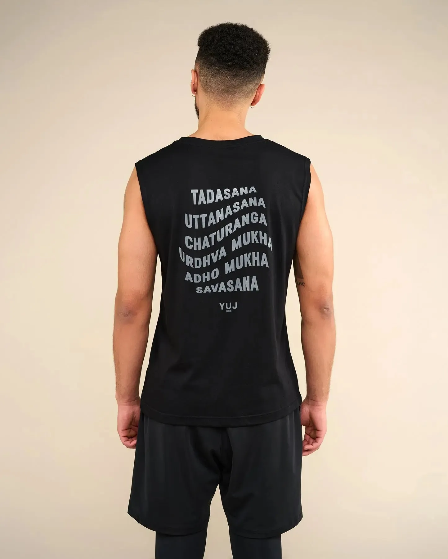 Débardeur de yoga en coton noir pour homme YOGI