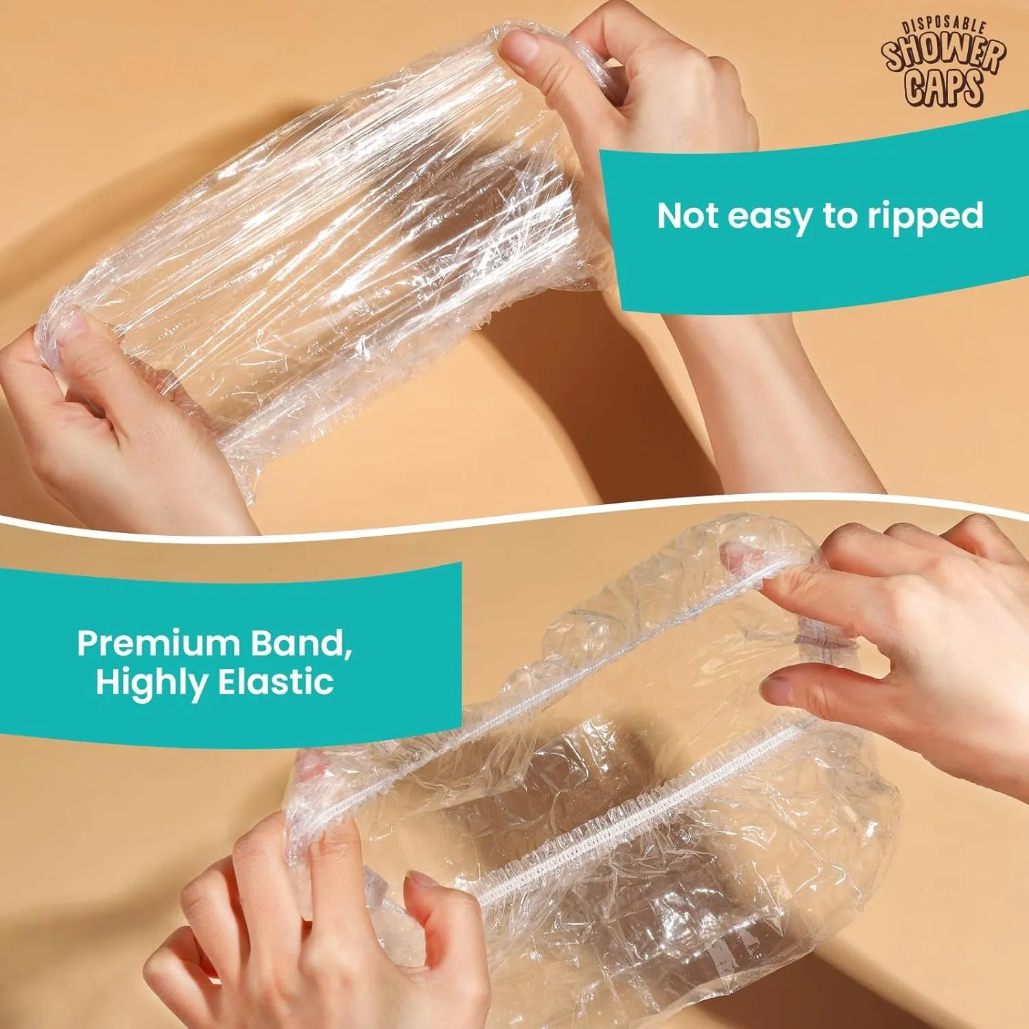 Disposable Shower Caps, 100PCS Shower Caps, Shower Cap for Women Waterproof, Disposable Clear Plastic Shower Cap for Women, Thick Plastic Caps for Hair Treatment, Regular Size 17.3 INCH